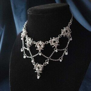 Vintage antique fairy princess chandelier necklace with a small silver chain